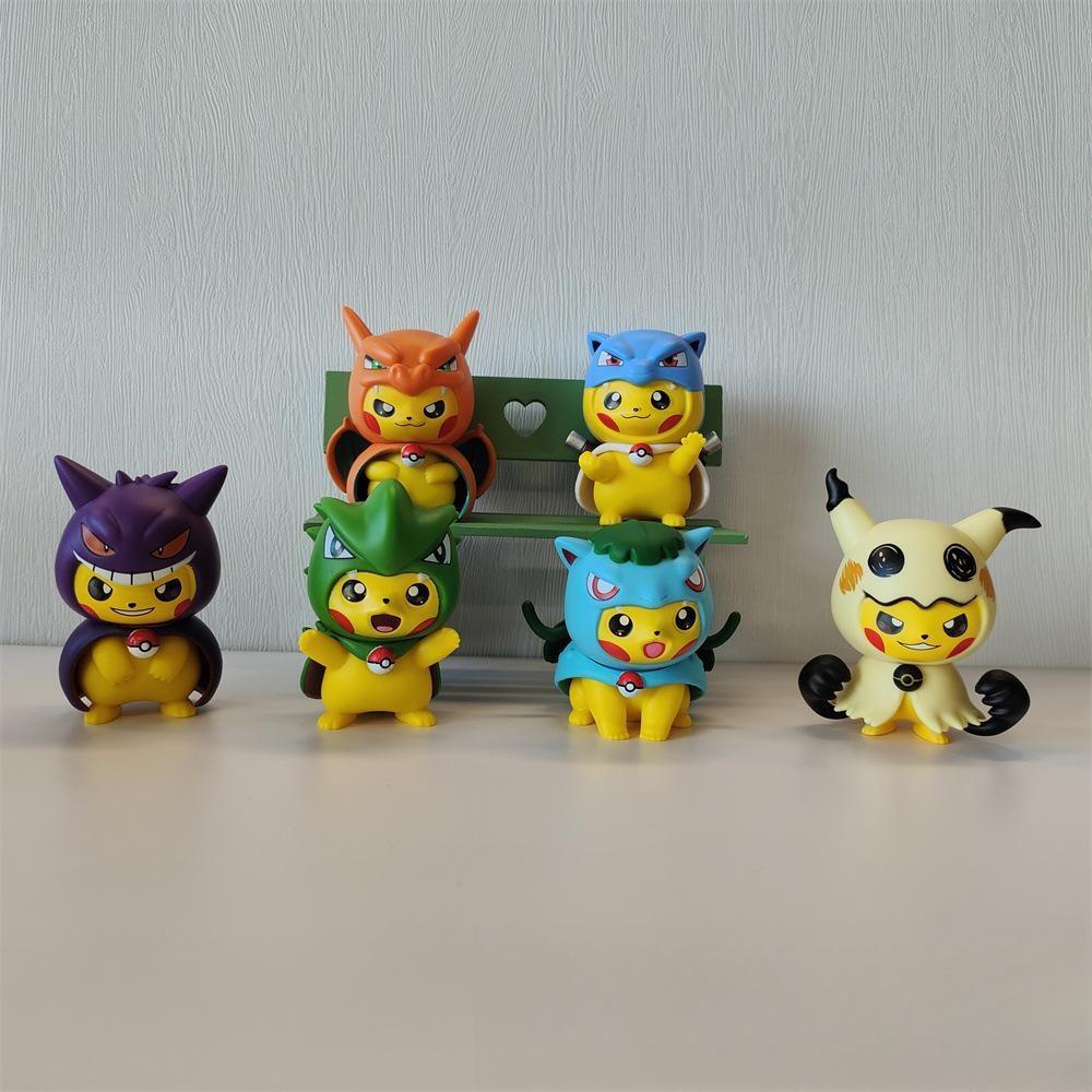 Pokemon Pikachu Cosplay Figures 6pcs Linoos