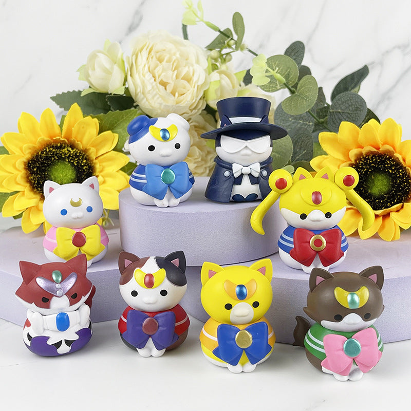 Sailor Moon Cat Cosplay Cute Figures 8pcs