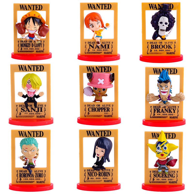ONE PIECE Cute Version Of The Wanted Notice Figure 9pcs